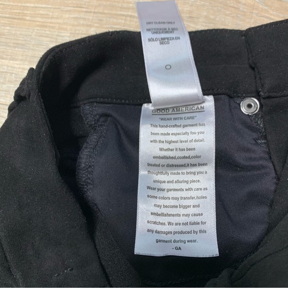 Good American Good Legs Crop Faux Suede Black Pants Size 0/25 - Picture 6 of 15